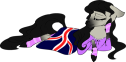 Size: 1280x636 | Tagged: safe, artist:thepoisonjackal, octavia melody, earth pony, pony, g4, blanket, clothes, cloven hooves, eyes closed, female, morning ponies, nightgown, pajamas, simple background, socks, solo, transparent background, union jack