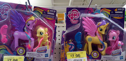Size: 786x380 | Tagged: safe, photographer:drpain, fluttershy, pinkie pie, princess gold lily, princess sterling, g4, official, brushable, irl, photo, rainbow power, toy