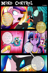 Size: 1500x2283 | Tagged: safe, artist:vavacung, princess cadance, princess celestia, queen chrysalis, twilight sparkle, oc, alicorn, changeling, pony, comic:to love alicorn, g4, comic, female, mare, sisters-in-law, twilight sparkle (alicorn)