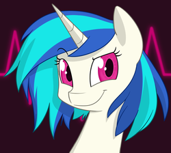 Size: 855x766 | Tagged: safe, artist:estrill, dj pon-3, vinyl scratch, g4, female, smiling, solo