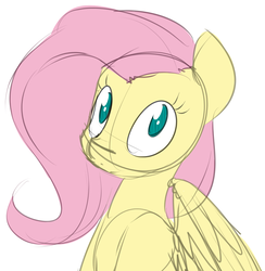 Size: 999x1024 | Tagged: safe, artist:estrill, fluttershy, g4, female, sketch, solo