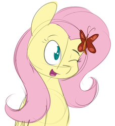 Size: 1105x1209 | Tagged: safe, artist:estrill, fluttershy, butterfly, g4, female, sketch, solo