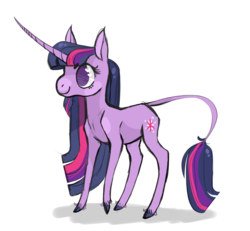 Size: 1260x1163 | Tagged: safe, artist:jellybeanbullet, twilight sparkle, classical unicorn, g4, female, horn, leonine tail, solo