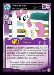 Size: 344x480 | Tagged: safe, enterplay, twinkleshine, absolute discord, g4, my little pony collectible card game, official, background pony, card, ccg, female, implied twilight sparkle, merchandise, purple, solo