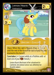 Size: 344x480 | Tagged: safe, enterplay, lemon hearts, rabbit, absolute discord, g4, my little pony collectible card game, my little pony: friendship is magic, winter wrap up, animal, background pony, ccg, merchandise, yellow