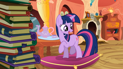 Size: 1366x768 | Tagged: safe, screencap, twilight sparkle, pony, unicorn, g4, spike at your service, adorkable, cute, dork, female, mare, solo, unicorn twilight