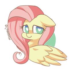 Size: 1200x1200 | Tagged: safe, artist:manjarcito, fluttershy, pegasus, pony, g4, abstract background, bust, cute, female, floppy ears, heart eyes, portrait, shyabetes, solo, wingding eyes