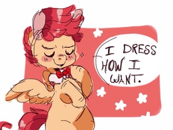 Size: 1024x768 | Tagged: safe, artist:supernoncutie, scootaloo, g4, bowtie, female, solo