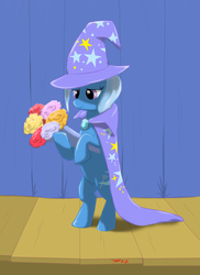 Size: 4981x6831 | Tagged: safe, artist:eriada, trixie, pony, g4, absurd resolution, bipedal, female, flower, scene interpretation, solo