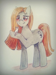 Size: 720x960 | Tagged: safe, artist:crystalfilth, oc, oc only, earth pony, mouse, pony, solo, traditional art