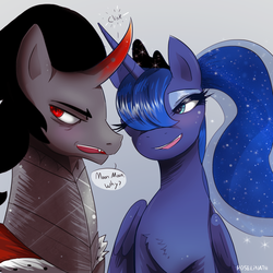 Size: 1024x1024 | Tagged: safe, artist:roselinath, king sombra, princess luna, g4, female, horn, horns are touching, male, ship:lumbra, shipping, straight