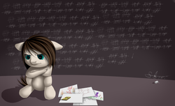 Size: 3796x2304 | Tagged: safe, artist:torifeather, earth pony, pony, high res, ponified artist, prisoner, tally marks
