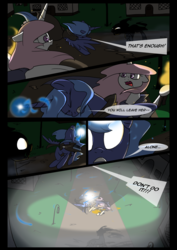 Size: 1240x1754 | Tagged: safe, artist:lunarcakez, princess celestia, princess luna, comic:the origins of hollow shades, g4, comic, magic, pink-mane celestia, torch, younger