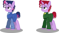 Size: 6214x3455 | Tagged: safe, artist:ylthin96, twilight sparkle, g4, alternate hairstyle, clothes, crossover, jojo's bizarre adventure, noriaki kakyoin, ponified, simple background, transparent background, uniform, vector