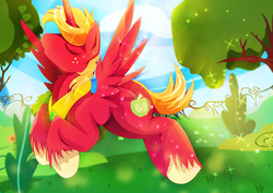 Size: 1920x1358 | Tagged: safe, artist:rariedash, big macintosh, alicorn, pony, g4, alicornified, bigmacicorn, hilarious in hindsight, majestic, majestic as fuck, male, princess big mac, race swap, solo, spread wings