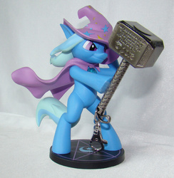 Size: 1000x1026 | Tagged: safe, trixie, pony, g4, action pose, bipedal, figure, holding, irl, keychain, merchandise, mjölnir, photo, thor, welovefine