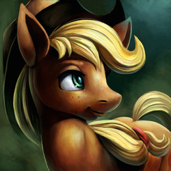 Size: 900x900 | Tagged: safe, artist:tsitra360, applejack, g4, female, portrait, solo