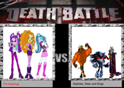 Size: 900x642 | Tagged: safe, adagio dazzle, aria blaze, sonata dusk, g4, crossover, death battle, meme, mephiles the dark, sleet, sonic '06, sonic the hedgehog (series), sonic underground, the dazzlings