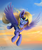 Size: 2000x2400 | Tagged: safe, artist:das_leben, oc, oc only, pegasus, pony, flying, high res, morning, sky, smiling, solo