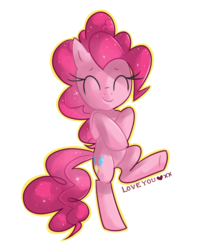 Size: 1300x1600 | Tagged: safe, artist:kaji-tanii, pinkie pie, earth pony, pony, g4, bipedal, cute, diapinkes, eyes closed, female, mare, simple background, solo, standing, standing on one leg, transparent background