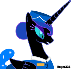 Size: 1090x1061 | Tagged: safe, artist:roger334, nightmare moon, alicorn, pony, g4, classy, female, flight attendant, ponyscape, simple background, solo, transparent background, vector