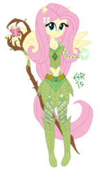 Size: 1887x3261 | Tagged: safe, artist:e-e-r, fluttershy, equestria girls, g4, belly button, breasts, cleavage, clothes, druid, female, flutterdruid, midriff, ponied up, simple background, skirt, solo, transparent background, vector