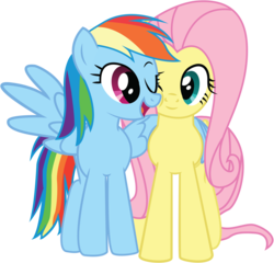 Size: 8192x7877 | Tagged: safe, artist:genixdk, fluttershy, rainbow dash, pony, g4, absurd resolution, female, hug, lesbian, ship:flutterdash, shipping, winghug, wink