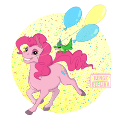 Size: 1500x1500 | Tagged: safe, artist:hengebellika, gummy, pinkie pie, g4, balloon