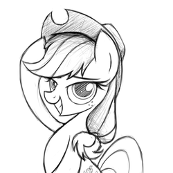 Size: 2000x2000 | Tagged: safe, artist:heavymetalbronyyeah, applejack, g4, female, high res, monochrome, solo