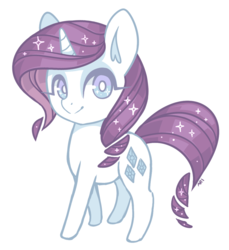 Size: 1024x1117 | Tagged: safe, artist:hawthornss, rarity, pony, unicorn, g4, chibi, female, looking at you, mare, outline, simple background, smiling, solo, transparent background