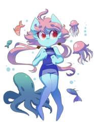 Size: 748x1000 | Tagged: safe, artist:looji, oc, oc only, oc:jelly splash, fish, jellyfish, anthro, solo