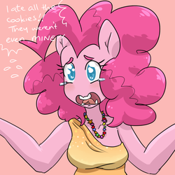Size: 1000x1000 | Tagged: safe, artist:lucidlarceny, pinkie pie, earth pony, anthro, g4, ambiguous facial structure, female, solo