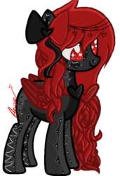 Size: 400x586 | Tagged: safe, artist:therainbowninjapony, oc, oc only, pegasus, pony, adoptable, bow, colored wings, hair bow, heart, markings, no tail, solo