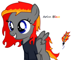 Size: 1546x1326 | Tagged: safe, oc, oc only, oc:arian blaze, pegasus, pony, base used, blank flank, clothes, cutie mark, female, filly, hoodie, ponysona, smiling, solo