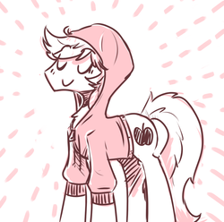 Size: 929x921 | Tagged: safe, artist:xieril, braeburn, g4, chest fluff, clothes, cute, hoodie, male, monochrome, sketch, solo