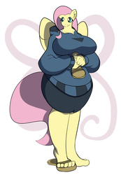 Size: 2115x3065 | Tagged: safe, artist:freebird11, fluttershy, anthro, plantigrade anthro, g4, big breasts, breasts, busty fluttershy, clothes, cute, feet, female, high res, hoodie, sandals, solo, toes, wings