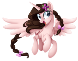 Size: 2568x2000 | Tagged: safe, artist:centchi, oc, oc only, oc:summer raine, alicorn, pony, alicorn oc, flower, high res, simple background, solo, transparent background