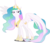 Size: 5000x4347 | Tagged: safe, artist:dashiesparkle, princess celestia, alicorn, pony, g4, my little pony: friendship is magic, the crystal empire, absurd resolution, ethereal mane, female, mare, simple background, solo, spread wings, transparent background, unamused, vector