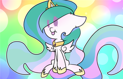 Size: 1555x1000 | Tagged: safe, artist:kittycatkaylie123, princess celestia, g4, chibi, female, sitting, solo, spread wings, tongue out