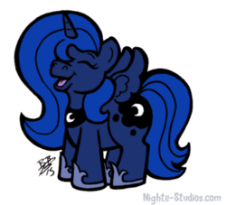 Size: 408x370 | Tagged: safe, artist:nighte-studios, princess luna, g4, eyes closed, female, simple background, solo, spread wings