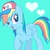 Size: 1024x1024 | Tagged: safe, artist:applesjacks, rainbow dash, g4, cute, dashabetes, female, hat, heart, solo