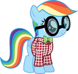 Size: 6000x5692 | Tagged: safe, artist:magister39, rainbow dash, pegasus, pony, g4, absurd resolution, adorkable, cute, dashabetes, dork, egghead, filly, foal, glasses, nerd, rainbow dash always dresses in style, rainbow dork, simple background, transparent background, vector, younger