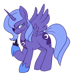 Size: 479x483 | Tagged: safe, artist:lulubell, princess luna, alicorn, pony, g4, female, hoof hold, hoof shoes, jewelry, mare, peytral, s1 luna, simple background, solo, spread wings, tiara, transparent background, wings
