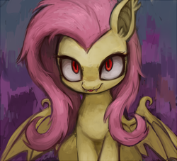 Size: 650x590 | Tagged: safe, artist:kei05, fluttershy, bat pony, pony, g4, cute, female, flutterbat, solo, teeth, tongue out