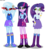 Size: 1500x1647 | Tagged: safe, artist:asika-aida, rarity, trixie, twilight sparkle, alicorn, equestria girls, g4, inspiration manifestation, alicorn amulet, corrupted, counterparts, dark magic, glowing eyes, inspirarity, magic, magical trio, simple background, sombra eyes, transparent background, trio, twilight sparkle (alicorn), twilight's counterparts, what has magic done