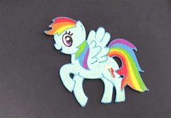 Size: 728x504 | Tagged: safe, rainbow dash, g4, food, food art, irl, pancakes, photo, solo, youtube link