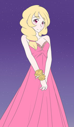 Size: 1280x2211 | Tagged: safe, artist:jonfawkes, oc, oc only, oc:deepthroat cockslut, human, blushing, clothes, corsage, dress, humanized, humanized oc, looking at you, solo