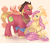 Size: 2930x2521 | Tagged: safe, artist:shinako-tan, big macintosh, fluttershy, earth pony, pony, g4, blushing, hat, high res, male, ship:fluttermac, shipping, stallion, straight, wingless