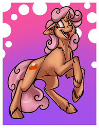 Size: 700x906 | Tagged: safe, artist:foxenawolf, oc, oc only, oc:peach delight, pony, unicorn, fanfic:conversations in a canterlot café, fanfic art, gradient background, solo, unshorn fetlocks