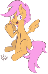 Size: 716x1115 | Tagged: safe, artist:liracrown, scootaloo, g4, female, happy, simple background, sitting, solo, transparent background, waving